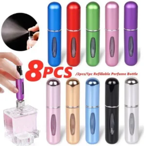 8Pcs/2Pcs/1Pc 5Ml Przenośna mini butelka perfum do wielokrotnego napełniania z pompką rozpylającą Puste pojemniki kosmetyczne Butelka z atomizerem do narzędzia podróżnego