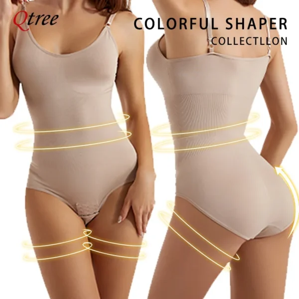 Qtree plus Size Bodysuit Shapewear Damski Tummy Control Waist Snatching Sculpting Bodysuit Body Shaping Jednoczęściowa bielizna wyszczuplająca Shapewear