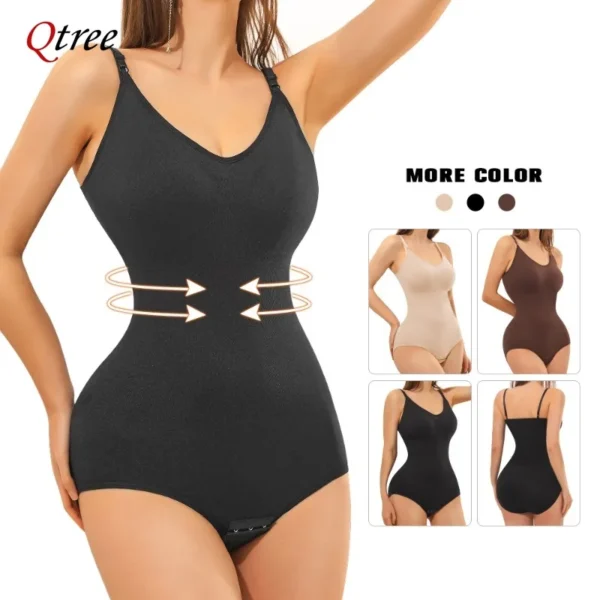 Qtree plus Size Bodysuit Shapewear Damski Tummy Control Waist Snatching Sculpting Bodysuit Body Shaping Jednoczęściowa bielizna wyszczuplająca Shapewear