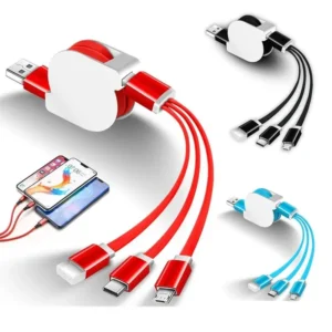 1 SZTUK 3 w 1 Nowy teleskopowy kabel USB-C typu C / IOS / Micro USB do szybkiego ładowania danych (długość: 1 M)