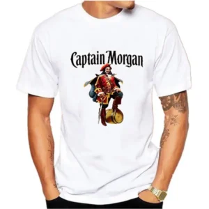 Captain Morgan Signature T-Shirt z nadrukiem Koszulka z krótkim rękawem Jednolity kolor Wysokiej jakości męska koszulka z okrągłym kołnierzykiem