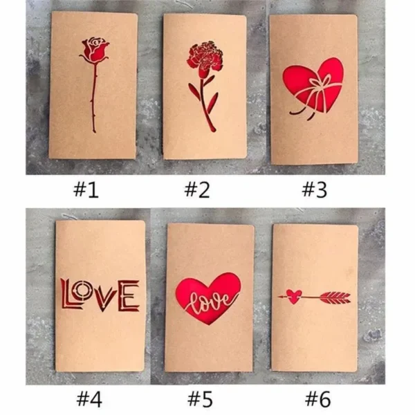 Love Couple 2Pcs Kraft Paper Love Cards Kartki walentynkowe Wydrążone kartki okolicznościowe