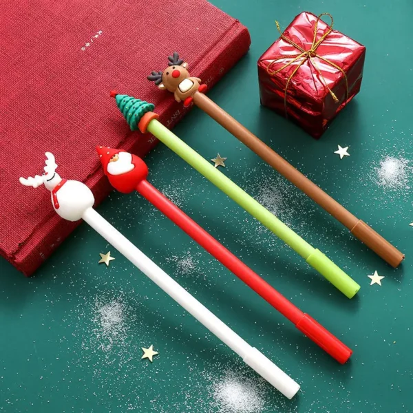 20Pcs Kawaii Christmas Cute Gel Pen Cute Christmas Tree Reindeer Santa Snowman Gift 0.5Mm Black Neutralne długopisy szkolne biurowe dla dzieci