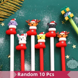 20Pcs Kawaii Christmas Cute Gel Pen Cute Christmas Tree Reindeer Santa Snowman Gift 0.5Mm Black Neutralne długopisy szkolne biurowe dla dzieci