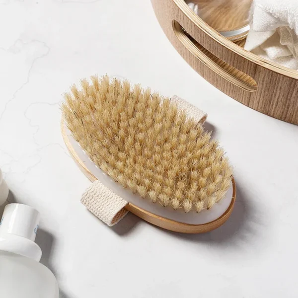 Szczotka z naturalnego włosia Miękka szczotka do masażu ciała na mokro i sucho Kąpiel SPA Krążenie krwi