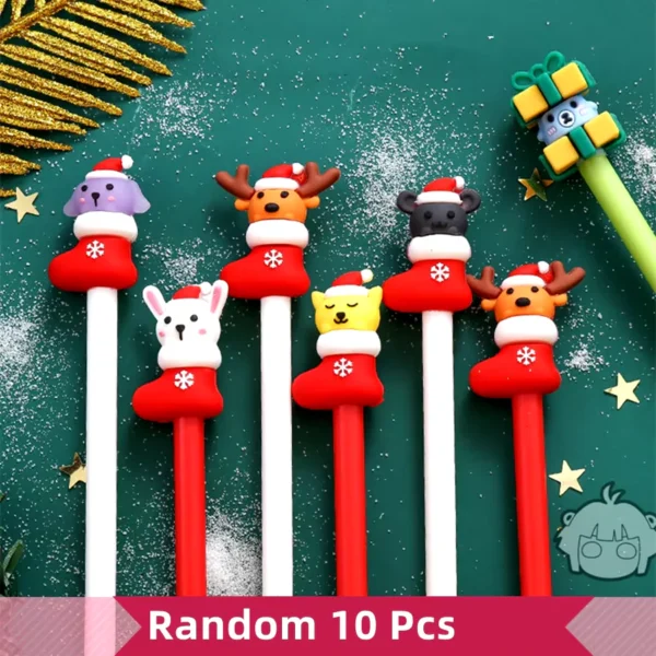 20Pcs Kawaii Christmas Cute Gel Pen Cute Christmas Tree Reindeer Santa Snowman Gift 0.5Mm Black Neutralne długopisy szkolne biurowe dla dzieci
